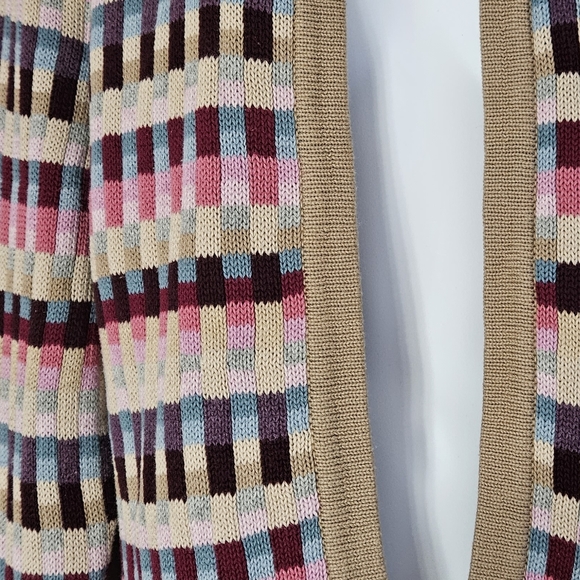 NWOT Talbots tan red pink blue purple cotton cardigan sweater Womens Large - Picture 5 of 9